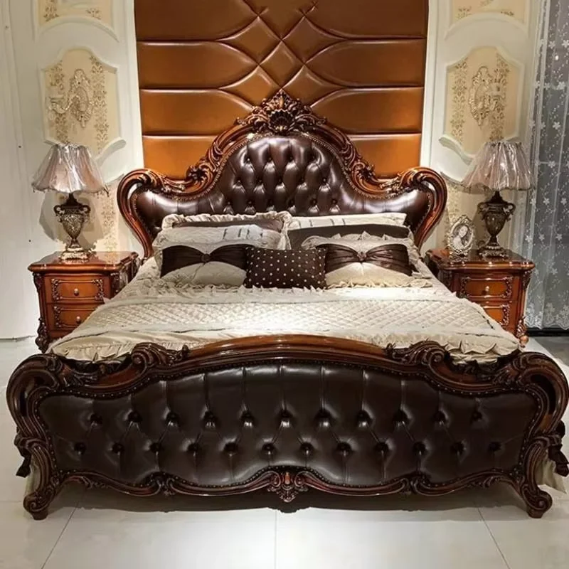 Aesthetic Wood Master Bed Frame Queen Nordic Queen Double Bed Frame King Size High End Cabecera De Cama Accessories Ornament