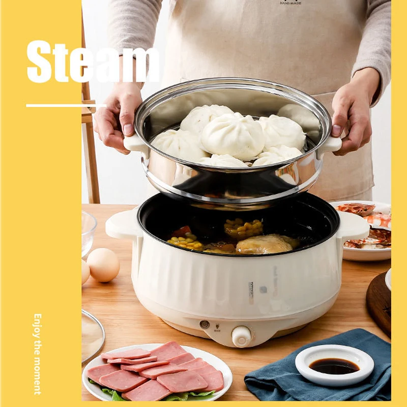 Fornello elettrico da 1,7 litri cuociriso piccolo 1-2 persone Multicooker pentola calda antiaderente per uso domestico elettrodomestici da cucina a vapore elettrico