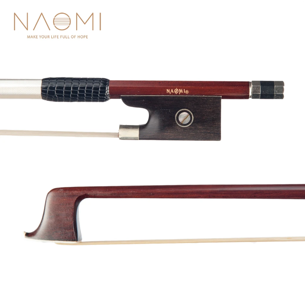 

NAOMI 4/4 Violin Bow IPE Bow Round Stick Lizard Skin Grip Silver Wire Winding Ebony Frog W/ Paris Eye Inlay