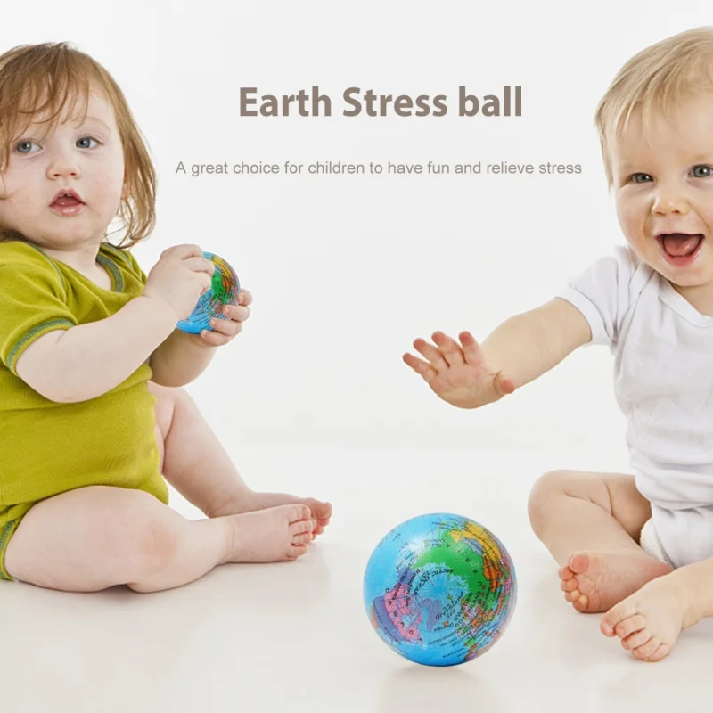 2Pcs Mini Erde Stress Bälle Spielzeug Finger Übung PU Globus Squeezable Bälle Pädagogisches Schaum Sport Ball Dekompression Geschenk – Detail 6