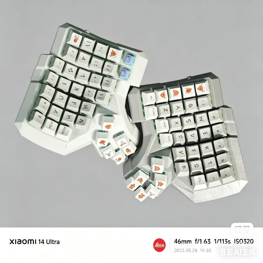 Dactyl74 Wired Split Keyboard Hot Pluggable with Palm Rest Dual Type-C Cable Connection Separate Keyboard Ergonomic Support VIAL
