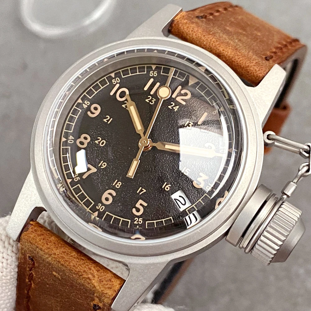 

Tandorio 36mm Military Mechanical Frog Watch Men NH35 Automatic Wristwatch Arched Domed Sapphire Glass Vintage Dial 3.8 Date