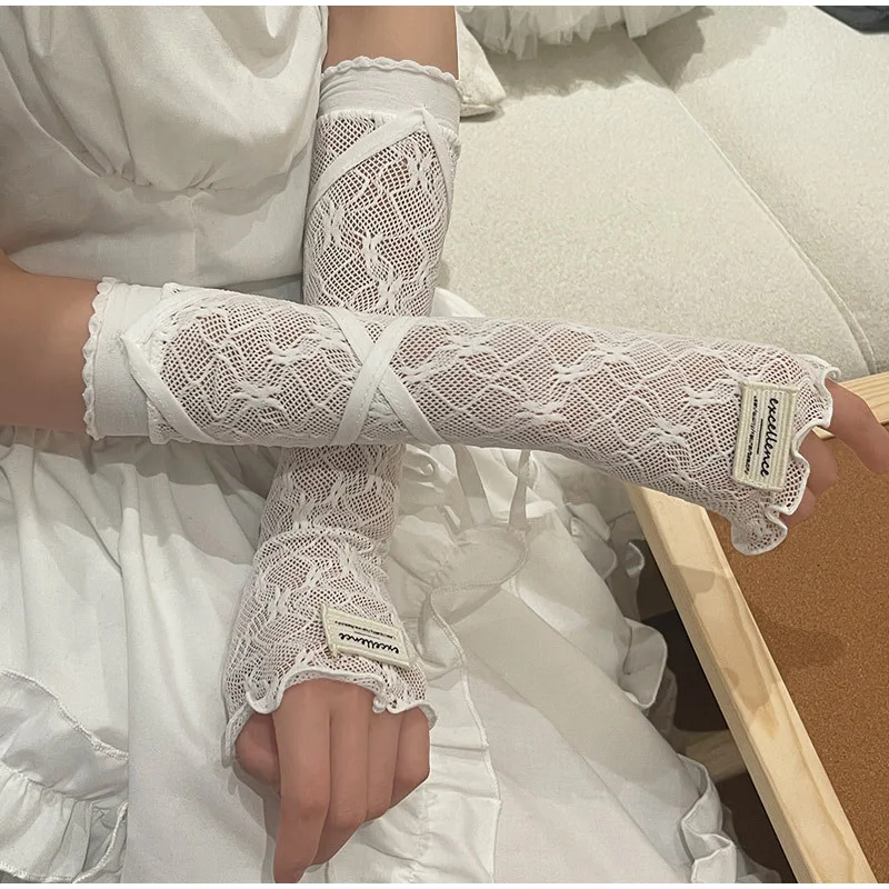 

Y2k Spicy Girls Lace Letter Sign DIY Strap Hand Sleeve Concealer Sunscreen Gloves Female Korean INS Style