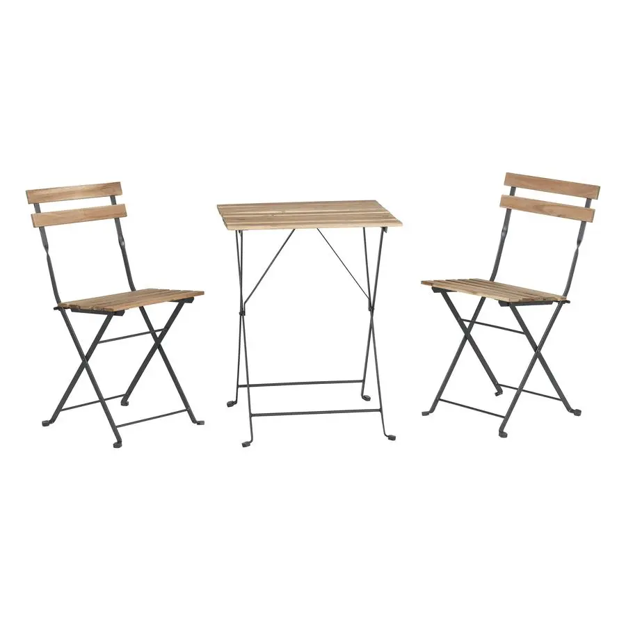 

Patio Bistro Set 3Piece Acacia Wood and Steel Cafe Table and Chairs for Porch, Deck, Garden, or Balcony Furniture by Brown