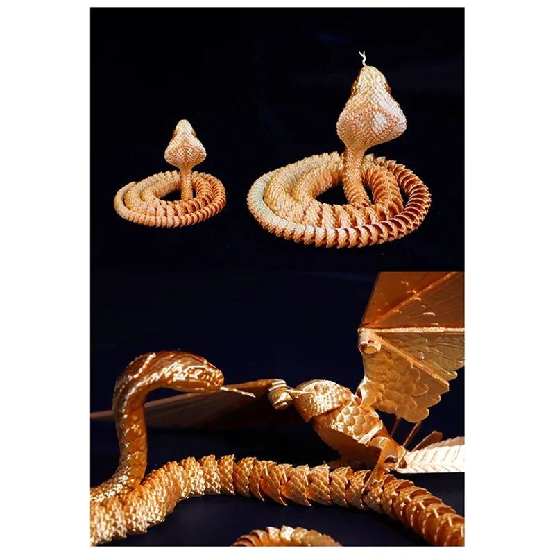 Serpent imprimé en 3D, serpent mobile, véritable serpent imprimé, cadeau d'anniversaire fait à la main, décoration de bureau