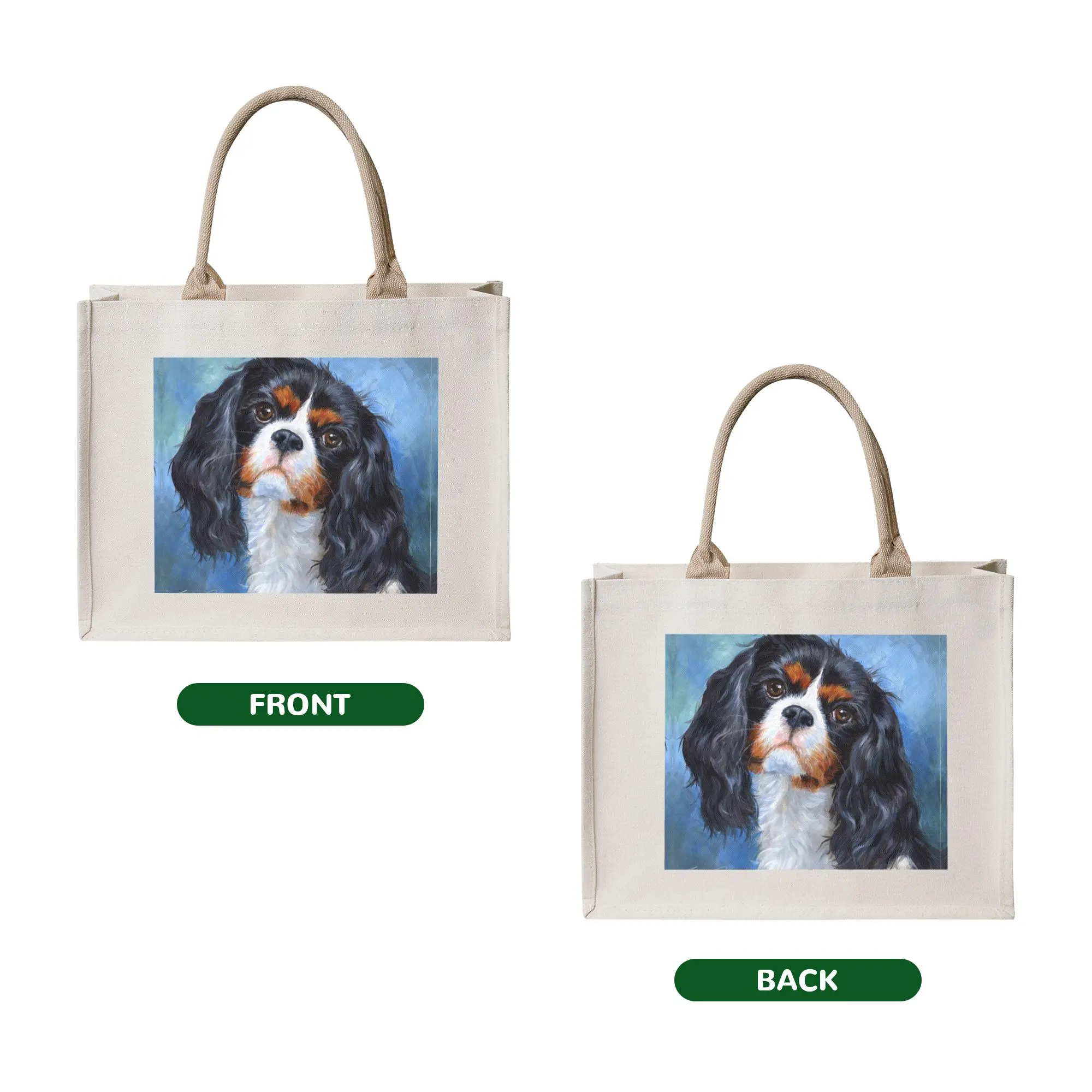 Recycling Pet Dog Cavalier King Charles Spaniel Shopping Bag Women Tote Bag Portable Animal Groceries Shopper Bags