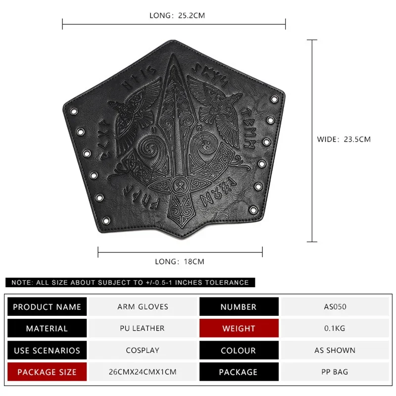 Polsino per guanto di Eather Bracciali medievali Polsino per armatura a braccio largo per uomo Donna Protezioni per polso per tiro con l'arco Accessorio per costume