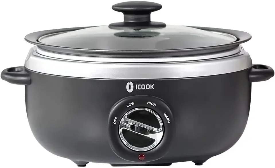 

ICOOK USC-35-OP001BK 3.5 Quart Slow Cooker,Aluminium Sear/Sauté Stew Pot Stovetop safe,Dishwasher Safe,Glass Lid,