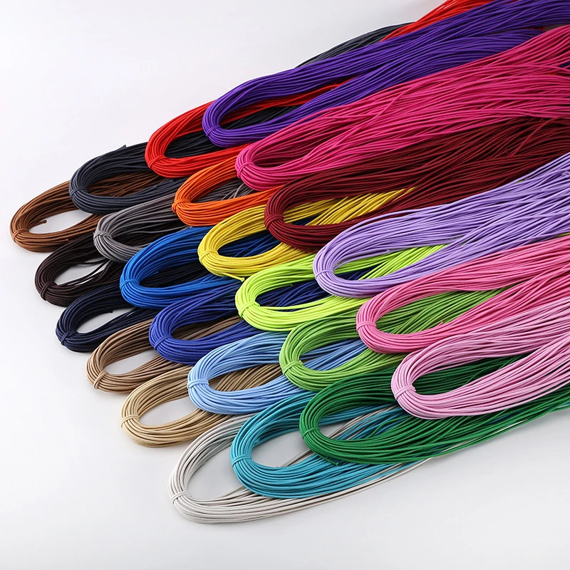 5/10M 2mm Colorful Round Elastic Band Polyester Single Strand Rubber Core Wrapped High Elastic Rope DIY Sewing Accessory