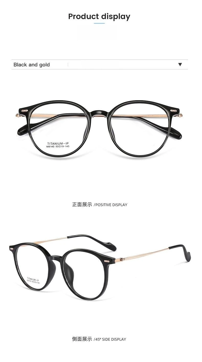 YIMARUILI Mode Ultra-licht Flexible TR90 Brillen Männer Retro Runde Reinem Titan Optische Brillen Rahmen Frauen – Detail 12