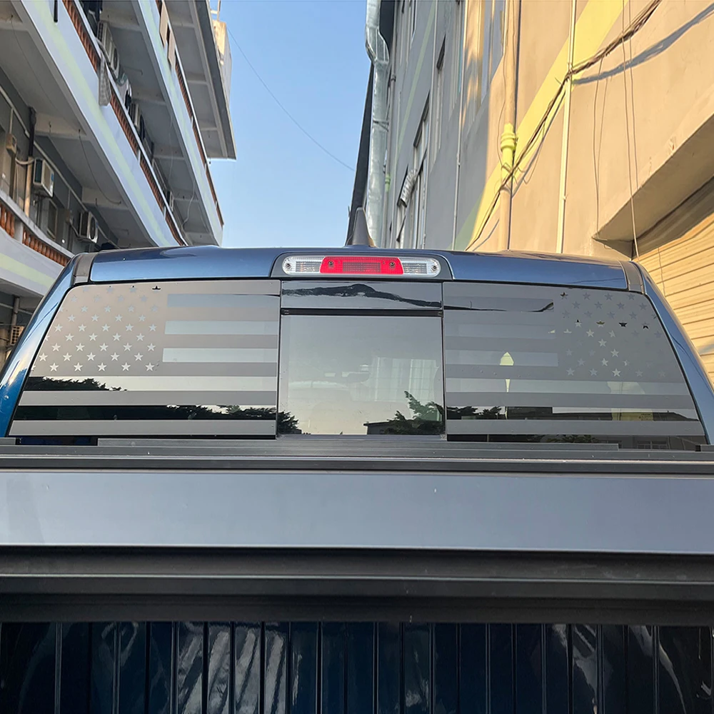 ل دودج رام 2009-2025 ملصقات نافذة السيارة الخلفية الزجاج الأمامي الخلفي ملصق مائي الولايات المتحدة الأمريكية العلم غطاء PVC الكسوة الملحقات الخارجية
