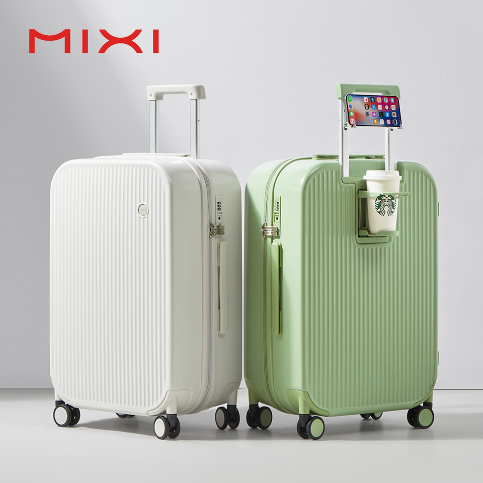  Mixi Carry On Luggage with Cup Phone Holder Hard Shell Rolling Travel Suitcase with Spinner Wheels 20 24 26 Inch M9290 