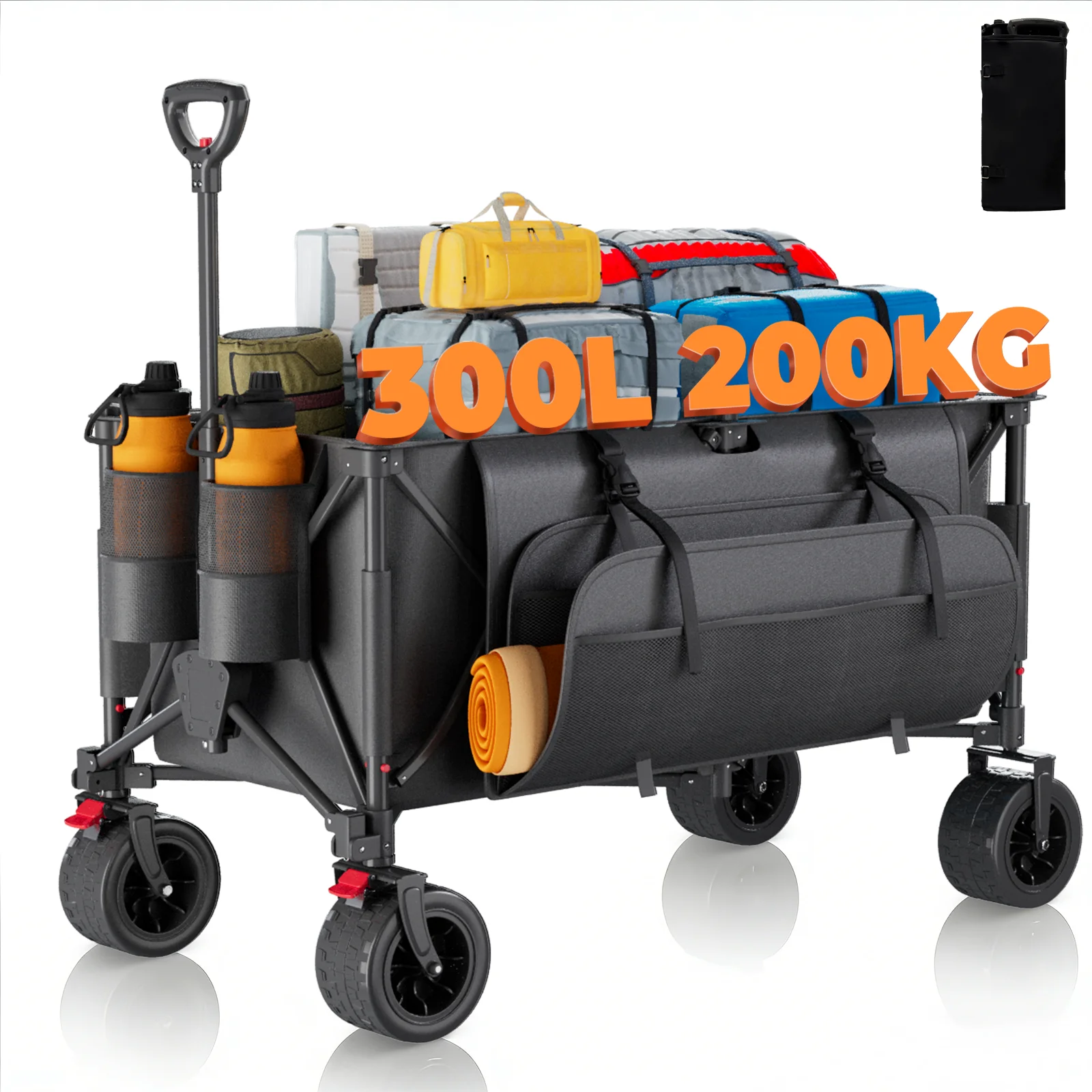 Devoko 300L 200KG Opvouwbare Camping Caravan 360 °   Slijtvaste wielen opvouwbare kar voor kamperen