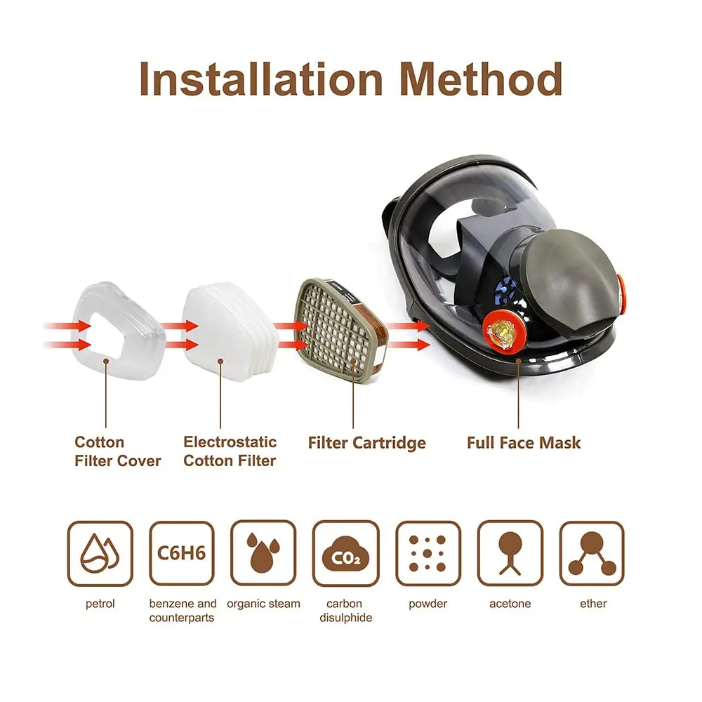 Anti-Fog 6800 Gas Mask Painting Spraying Respirator Safety Filter Full Face Formaldehyde Protection Respirator Paint Pesticide