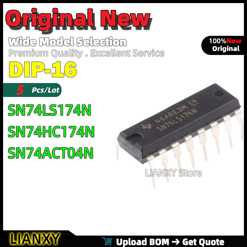5pcs DIP-16 SN74LS174N SN74HC174N SN74ACT04N Hex Inverter New Original