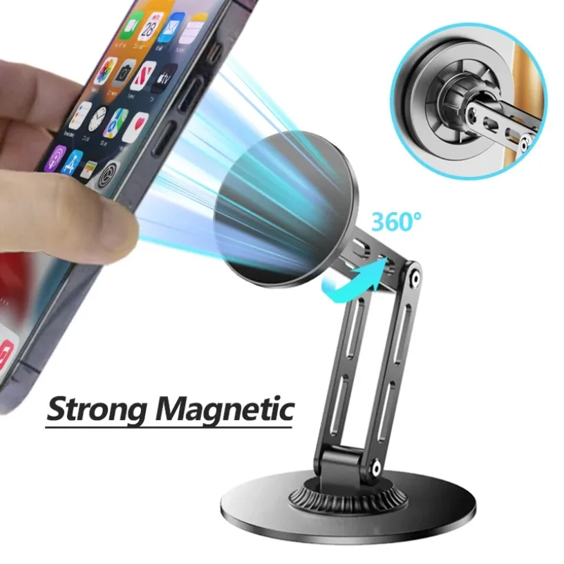 New Magnetic Cell Phone Holder Desktop Holder Wireless for Xiaomi Iphone Universal 360° Rotating Adjustable Ipad Holder