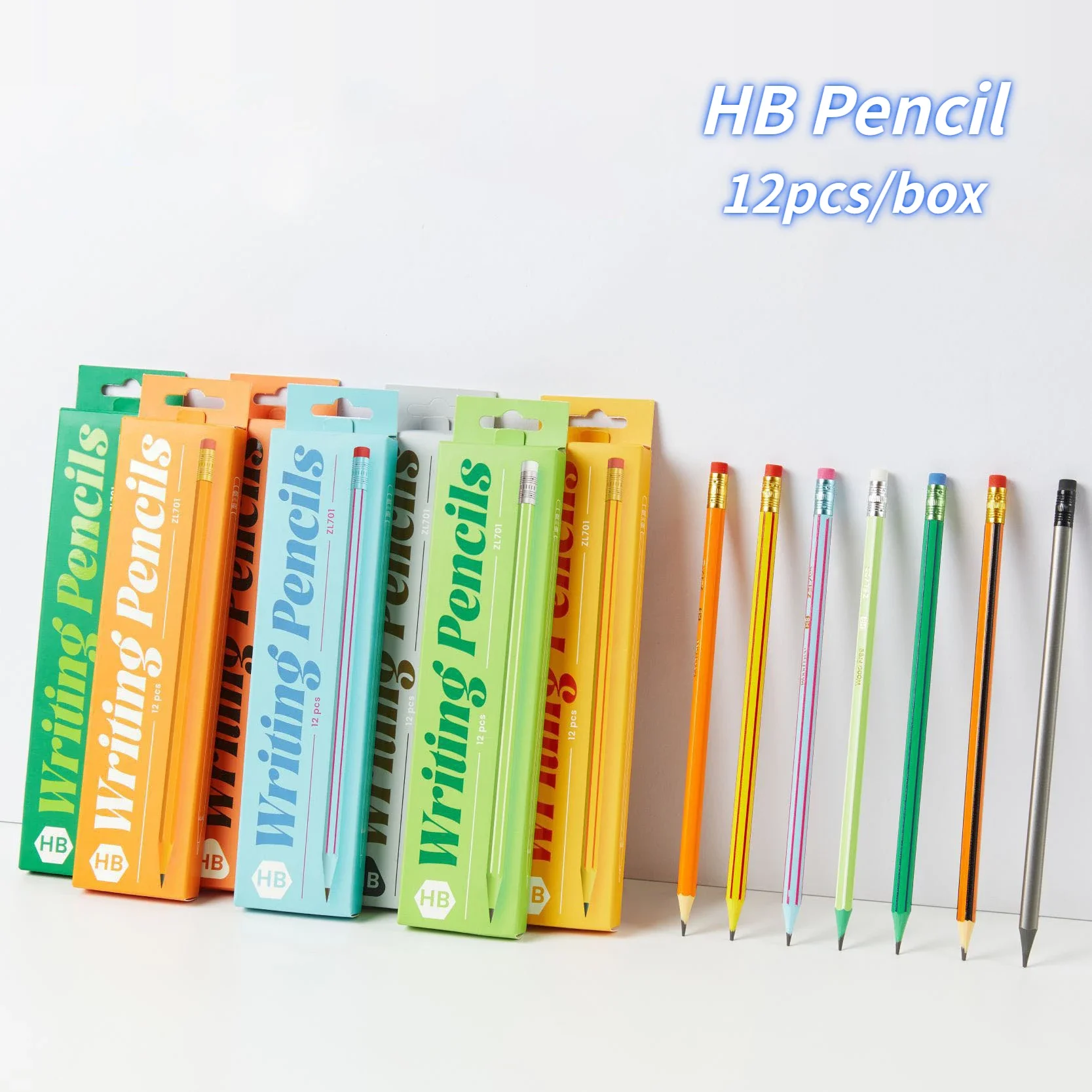 

12pcs/Set Wood Pencil HB lead pencil with Eraser Kids Pencils Art Painting Drawing Pencil school office Stationery supplies