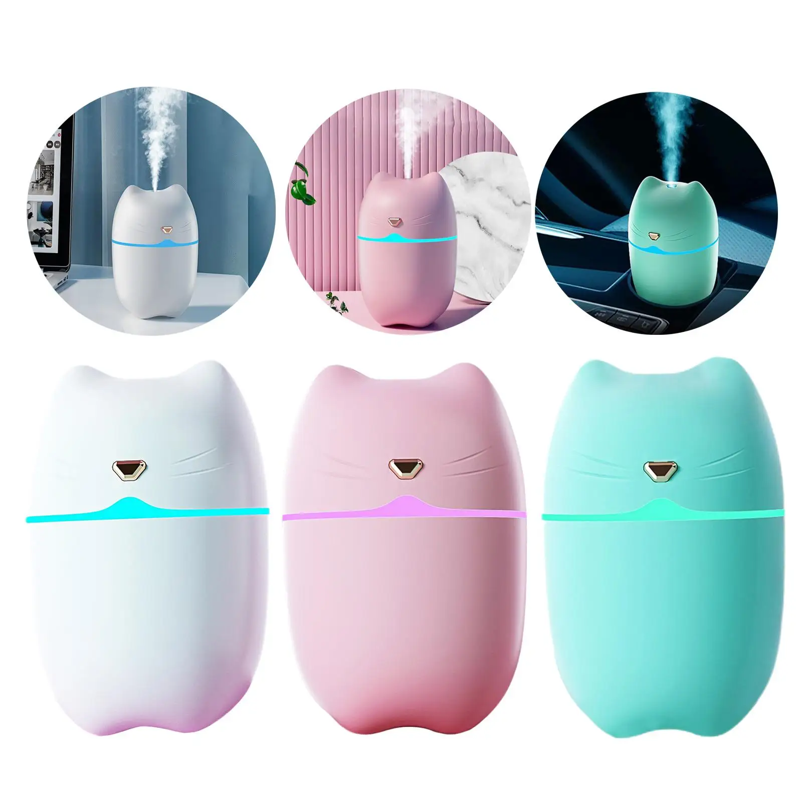 เดสก์ท็อป Cat Design แบบพกพา Air Humidifier Aroma Diffuser สําหรับห้องนอนเด็กบ้าน