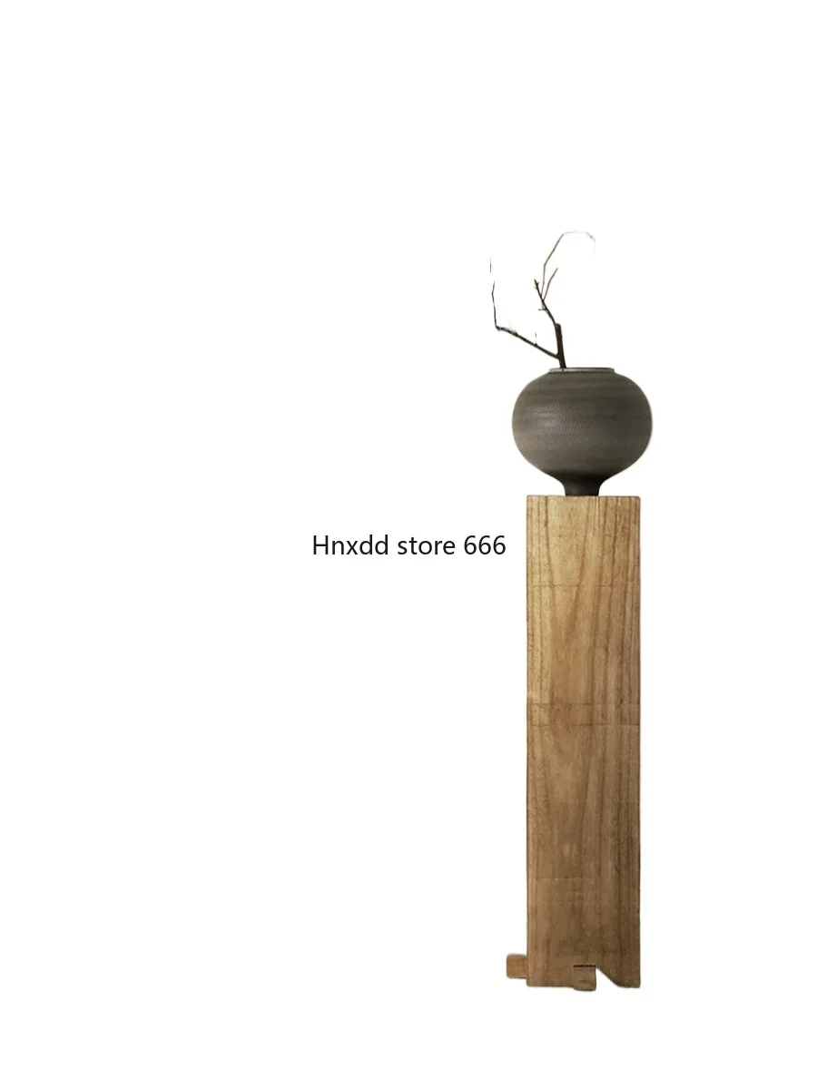 Wabi Sansan wind solid wood pier base middle entrance vase landscaping ornament