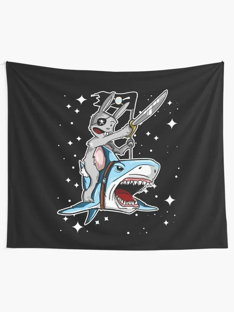 Pirate Easter Bunny rides a shark through space! Tapestry Wall Coverings Wall Decor Hanging On The Wall Tapestry