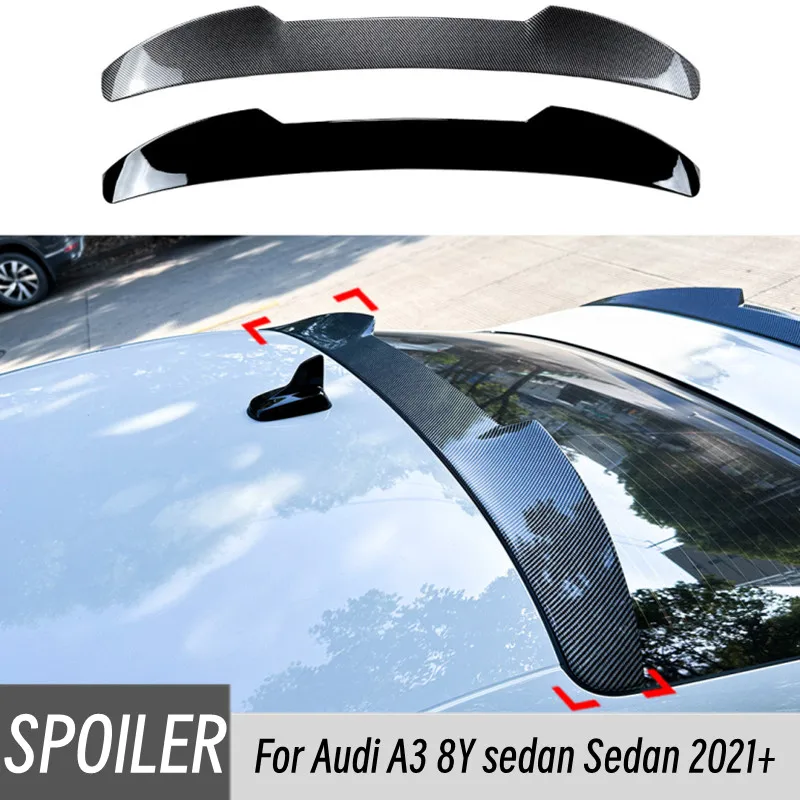 

For Audi A3 8Y sedan Sedan 2021+ ABS Plastic Car Rear Window Roof Spoiler Wings Bodykit Carbon BlackTuning Accessories