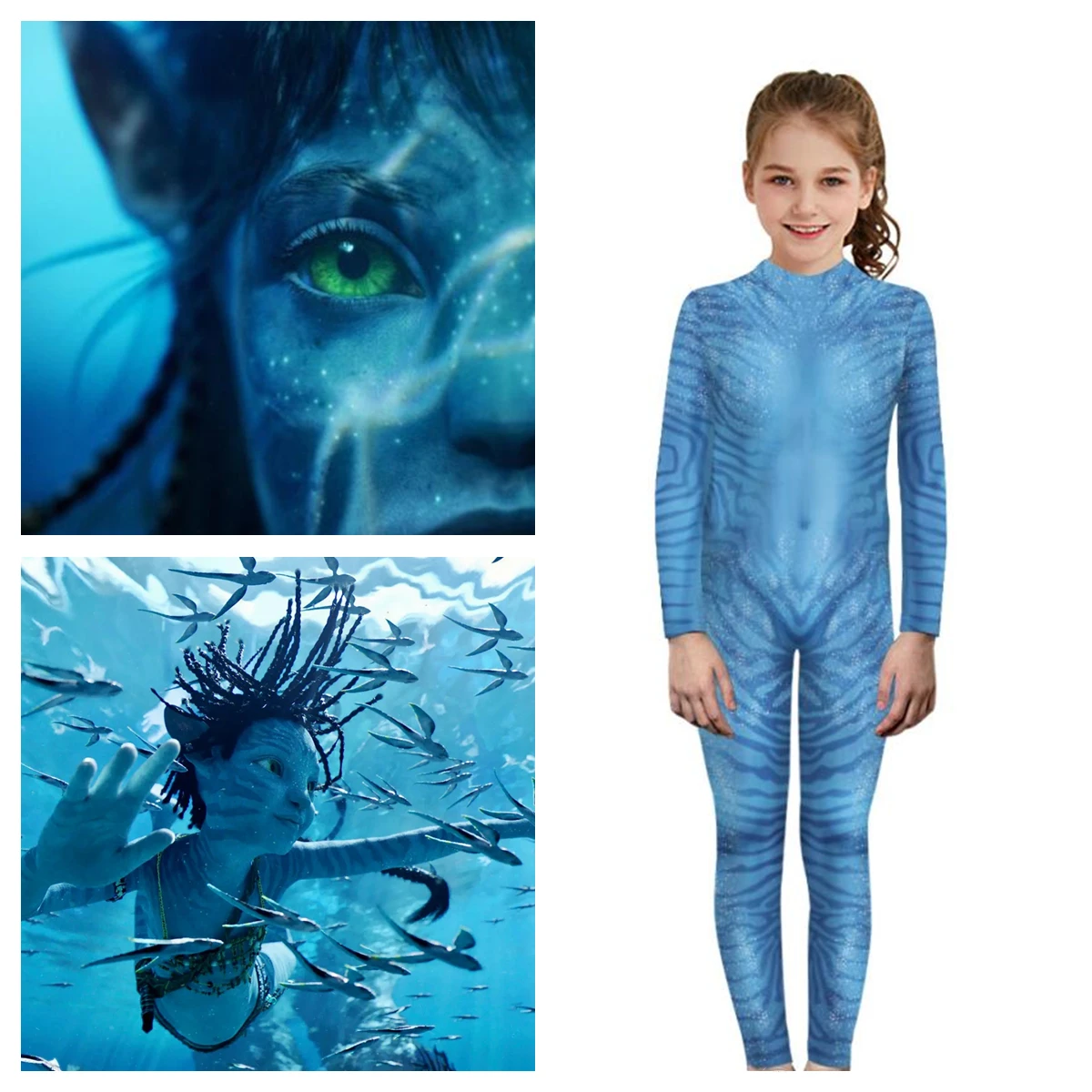 New Avatar The Way of Water Neytiri Catsuit Avatar 2 Jake Sully Kids Cosplay Jumpsuit Halloween Girls Boys Bodysuit Zentai Child