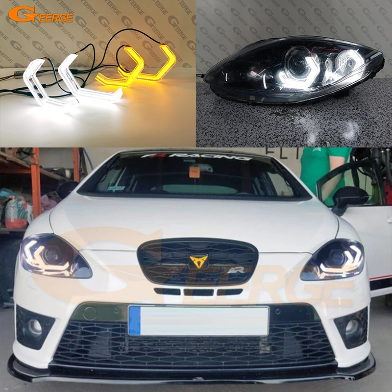 

Для SEAT Altea Leon Mk2 1P ксеноновая фара ультра яркая концепция M4 культовый стиль светодиодный комплект «ангельские глазки» Halo Rings дневной свет