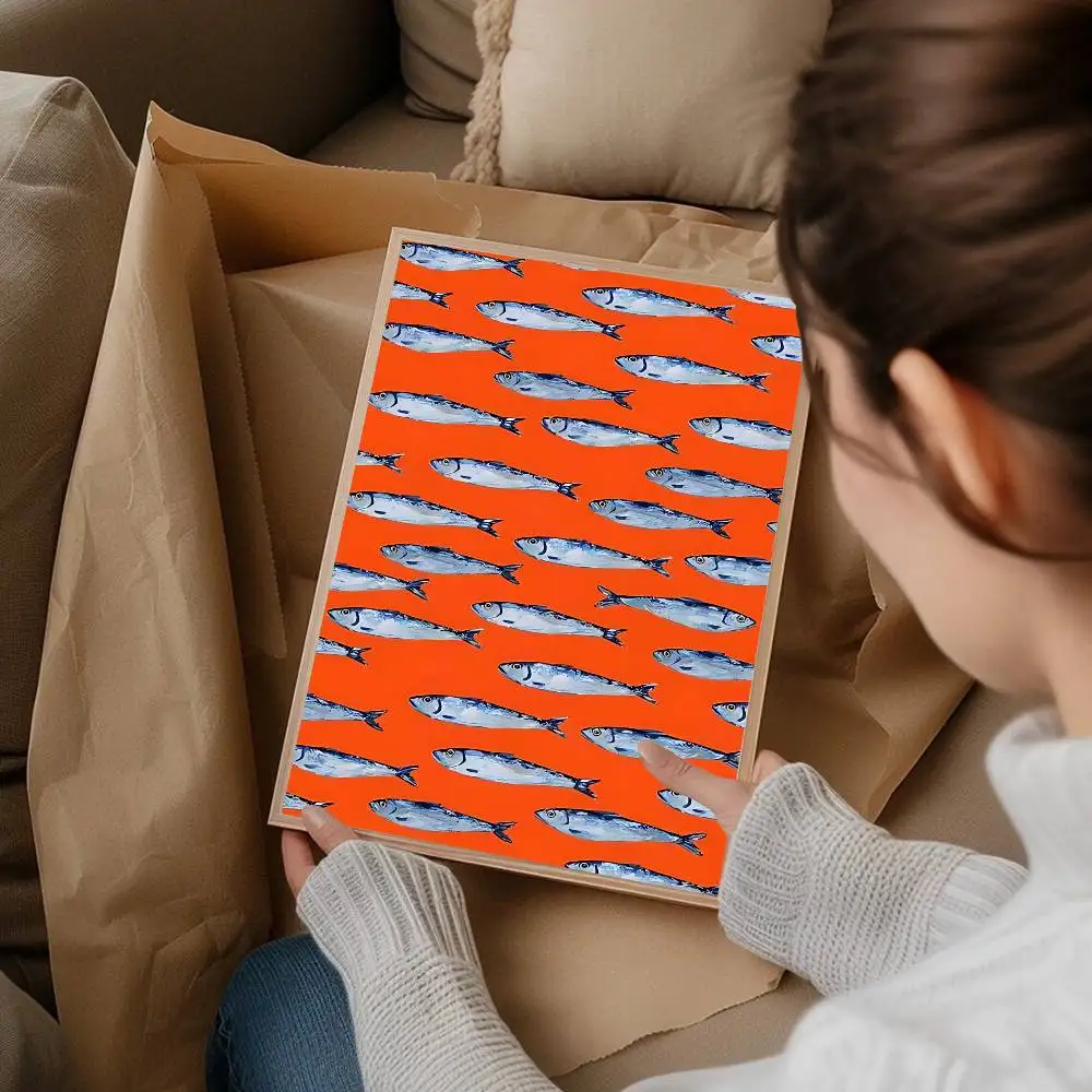 الملونة السردين جراد البحر الأسماك المحيط الحيوان الكلاسيكية أنيمي المشارك ورقة مقاومة للماء ملصق مقهى بار غرفة جدار ديكور