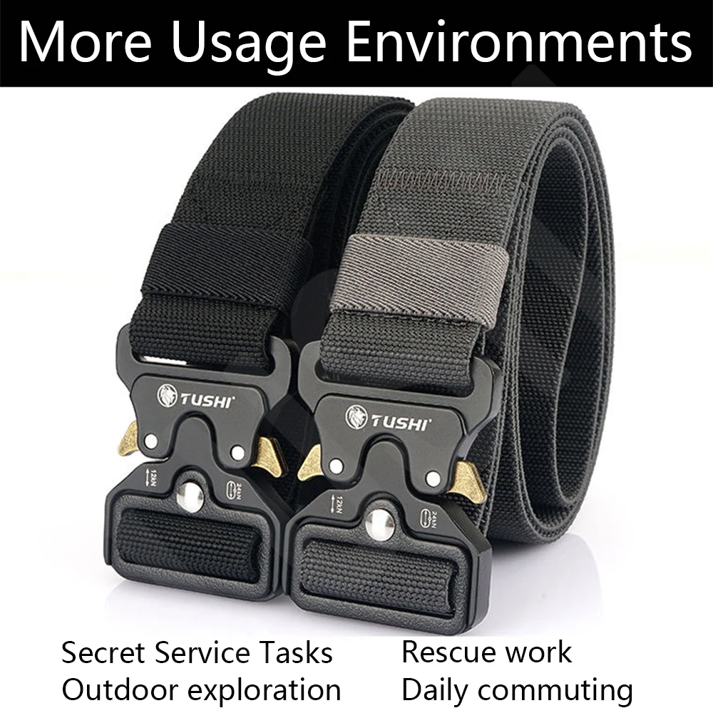 TUSHI Men Army Outdoor Hunting Tactical Multi Function Combat Survival High Quality Marine Corps Canvas For Aluminum Alloy Belt