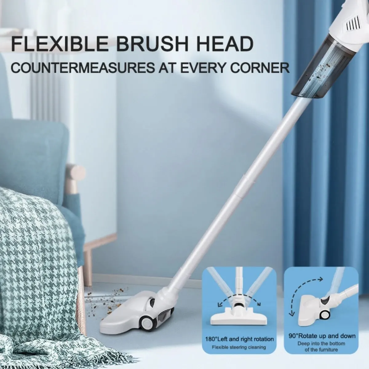 Déterminer l'aspirateur sans fil à faible bruit, poignée ergonomique, deux modes, utiliser plusieurs options de tête de brosse