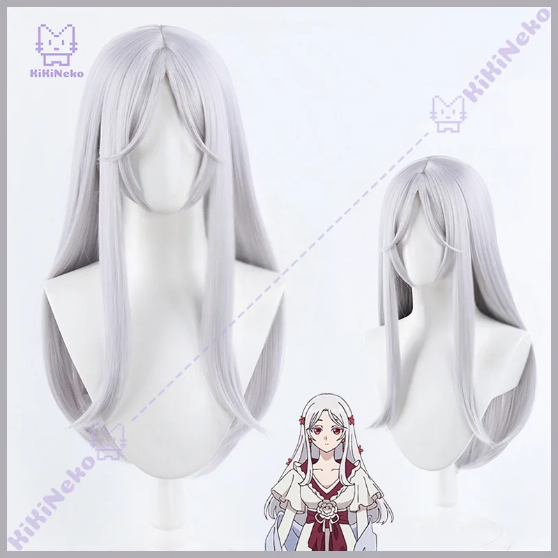 Anime Pai Nyannyan Cosplay Wig Long White Hair Scalp Top For Halloween Comicon Party Adult Women Men