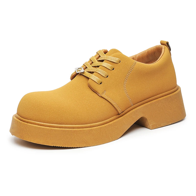 

VIPOL Retro men's shoes, casual campus niche design, British-style thick-soled big-head leather shoes with suede