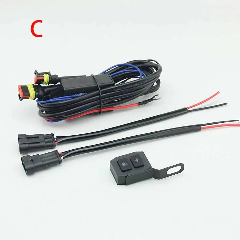 Motorcycle LED Fog Light Headlight Wiring Harness Burst Flash Left and Right Flash Wiring Harness Far and Near Wire Harnesses