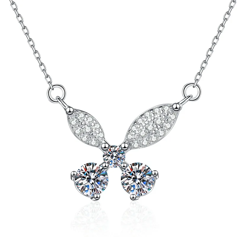 S925 الفضة الذهب الأبيض مطلي 1CT D اللون مويسانيتي الفاخرة عقد بحلية متدلية على شكل فراشة قلادة للنساء، مجوهرات رائعة.