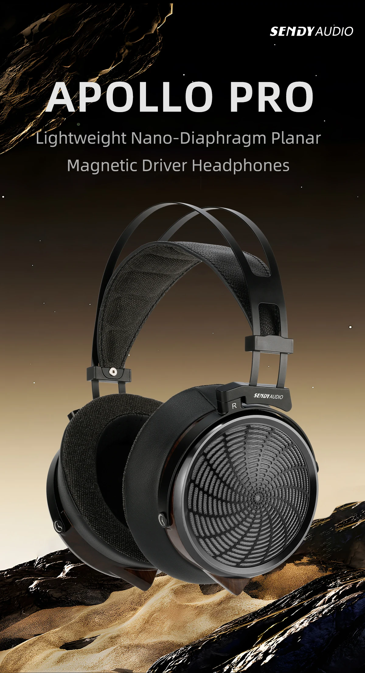 Sendy Audio APOLLO PRO HIFI Planar-Magnet-Treiber Open-Back Over-Ear Holz-Kopfhörer 4,4mm Balanced Headset – Detail 1