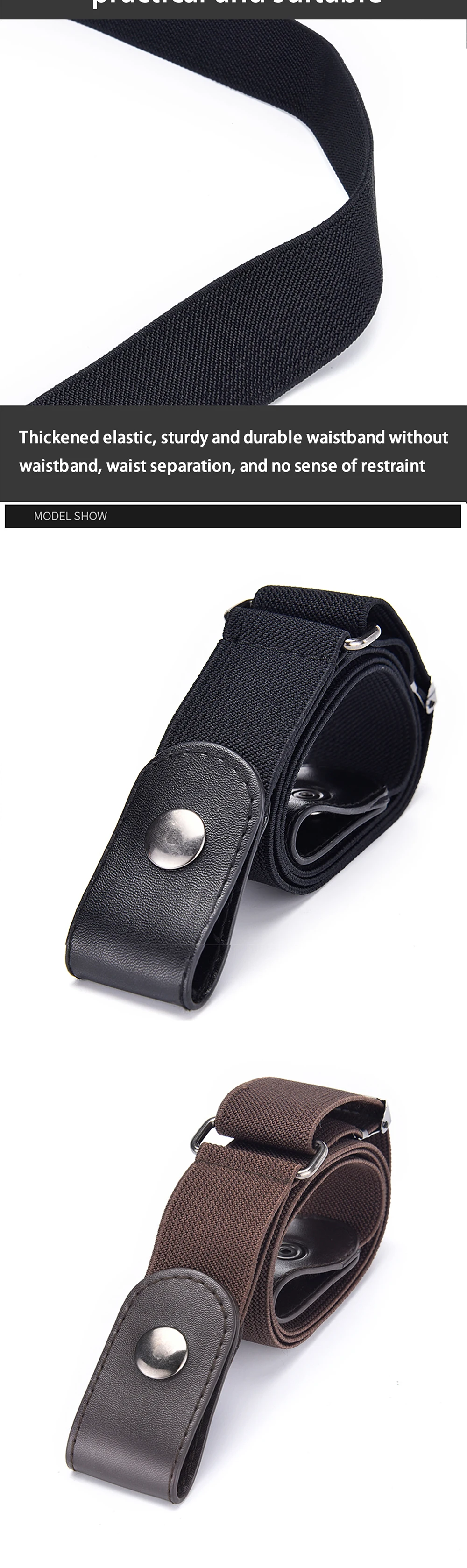2-teiliges Set, keine Schnalle, elastischer Gürtel für Damen und Herren, Unisex, Stretchgürtel für Hosen, Jeans, lässige Schnalle, frei verstellbar, unsichtbare Gürtel – Detail 3