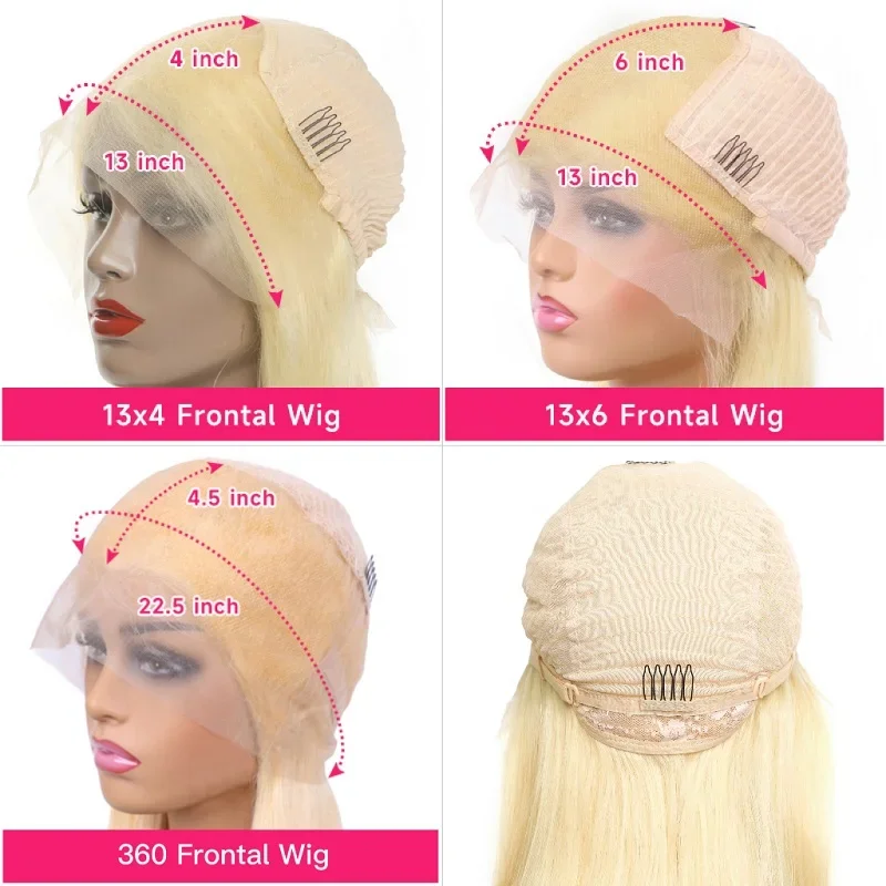 13x4 13x6 360 HD Transparent 613 Lace Frontal Wig Honey Blonde Color Brazilian Raw Body Wave Lace Front Human Hair Wig For Women image 6