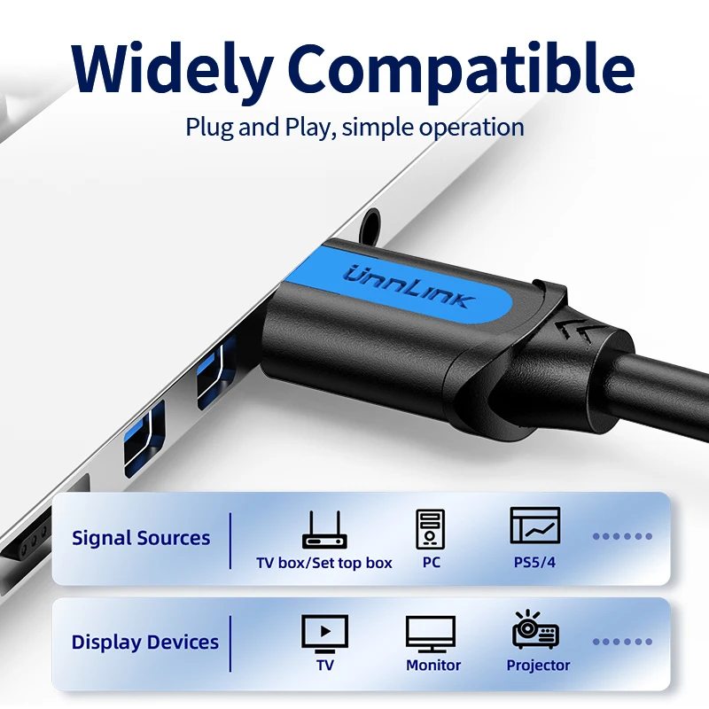 Unnlink 4K 60Hz HDMI Cable for TV Box PS5/PS4/PS3 Splitter Switcher HDMI Cable 18Gbps ARC Dolby Vision 0.5m-20m