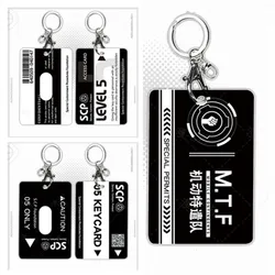 SCP Foundation Cosplay Game Card Set Access Control Key Chain Student Bus Meal Card Keyring Accessories Pendant