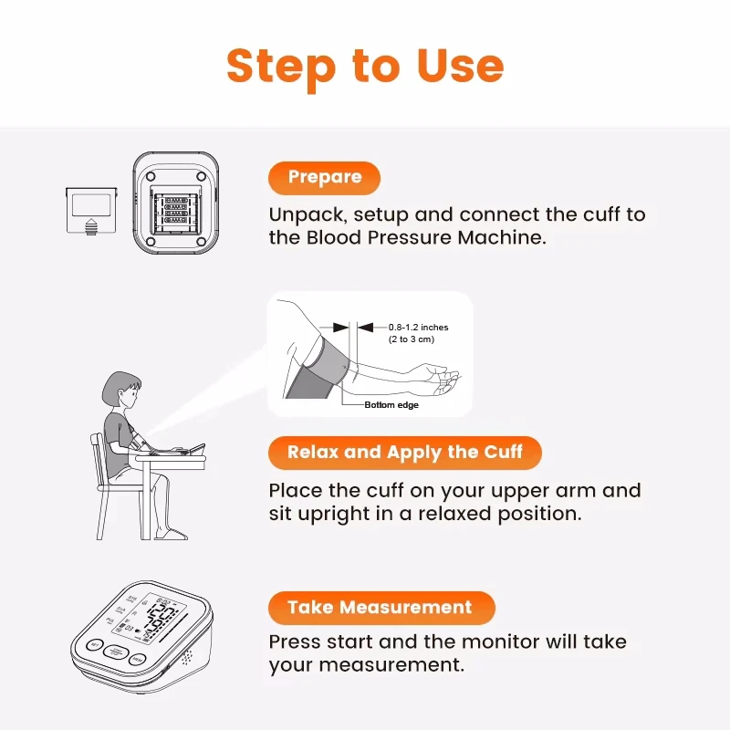 Sinocare Upper Arm Automatic Blood Pressure Monitor Portable Digital BP Sphygmomanometer Pressure Meter Tonometer