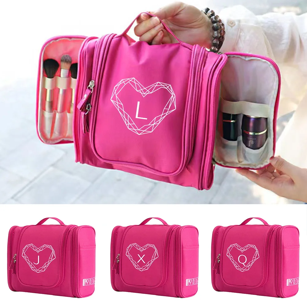 

Make Up Case MakeUp Bag Hand Bag Cosmetic BagsWaterproof Zipper Women Hook Up Wash Pouch Travel Toiletry Organizer Diamond Print