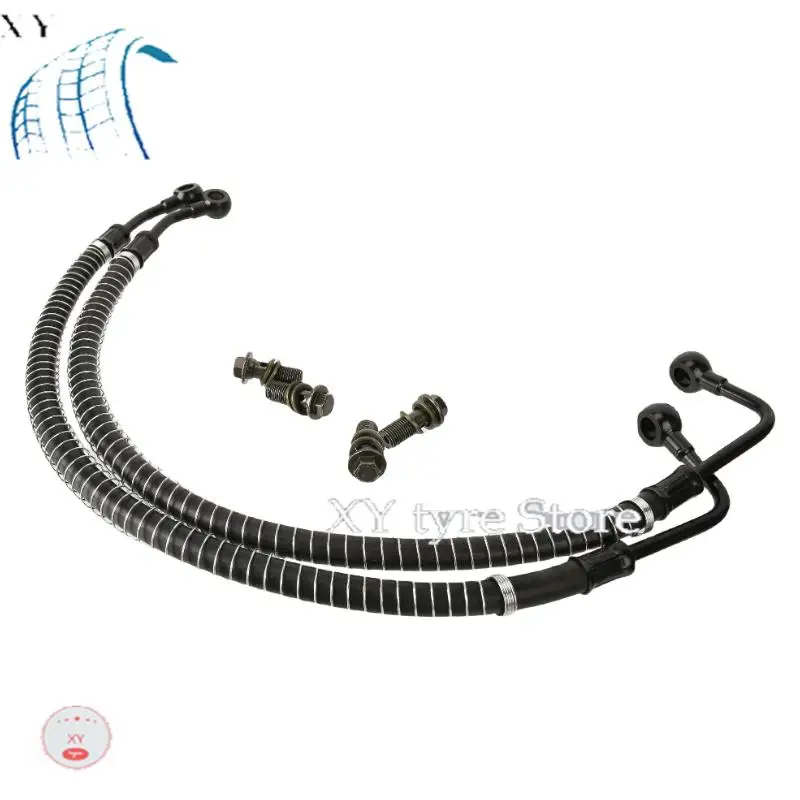 

Universal Motorcycle Engine Oil Cooler Hose Assembly Oil Resistant Braided Tube Kit with Banjo Bolts for Pit Bike ATV Scooter
