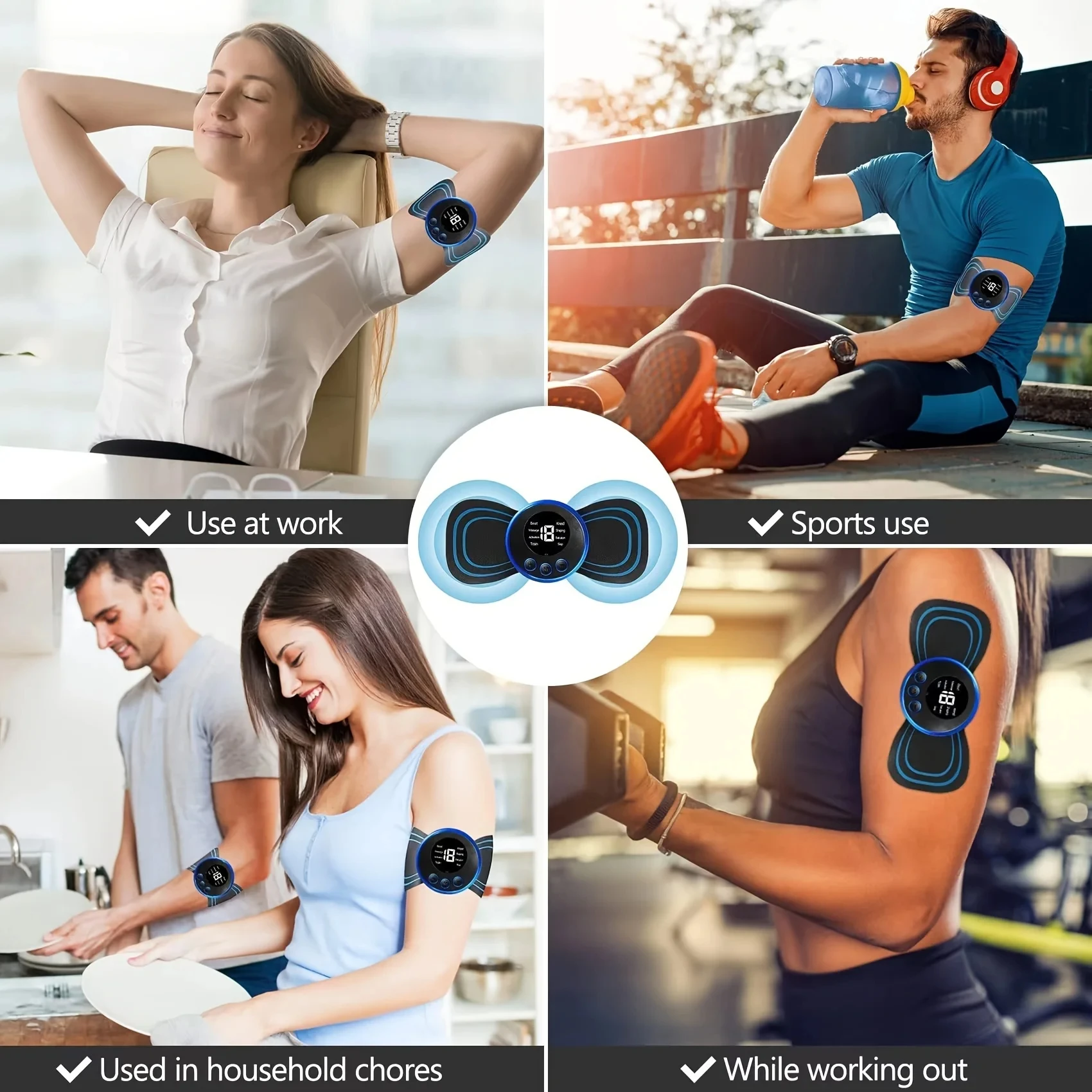 LCD Display EMS Neck Massage Electric Massager Cervical Neck Back Patch 8 Mode Pulse Muscle Stimulator Portable Relief Pain