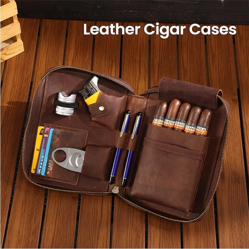 

Портативный чехол для сигар для мужчин, коробка для хранения сигар, многофункциональная портативная дорожная коробка в стиле ретро