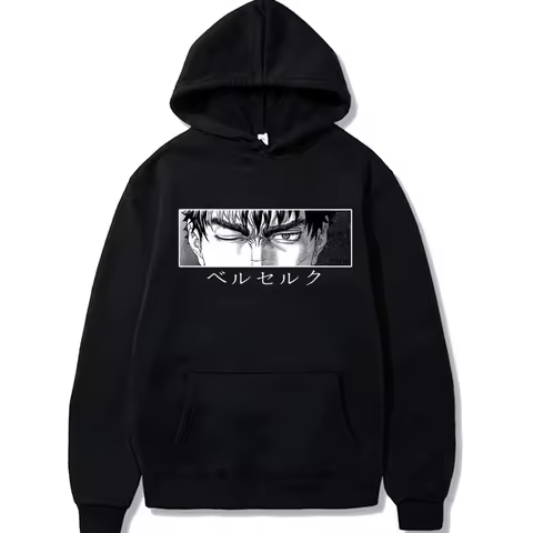 Berserk Guts Hoodies dos homens, Manga Pullovers, Anime Eye Print moletons dos desenhos animados Streetwear Topsc Classic Simple