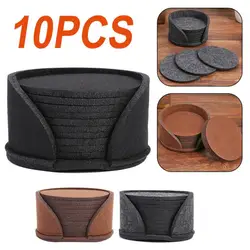 10pcs 10cm Round Felt Coaster Table Protector Absorbent Easy Dry Heat Resistant Coaster Coffee Tea Drink Beverage Wine Glass Mat