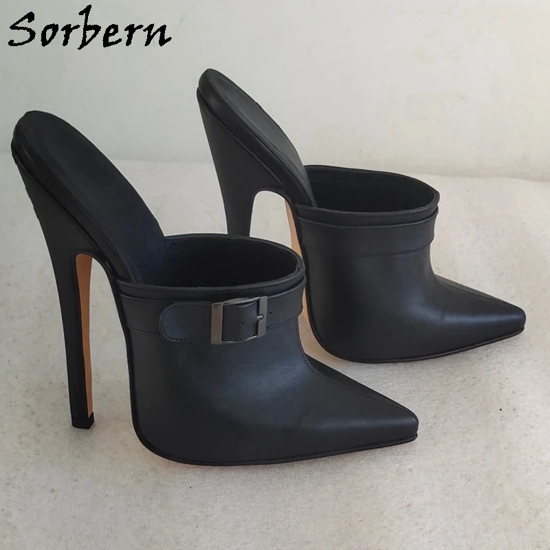 

Sorbern Sexy Sissy Girls Women Pump High Heel Mule Shoes Pointed Toe Stilettos Slip On Closed Toe Slides Fetish Custom Colors