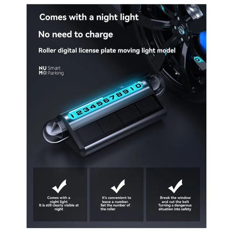 【NECESSITÀ】 Cartello di parcheggio con ricarica solare, luce LED e regolazione del rullo