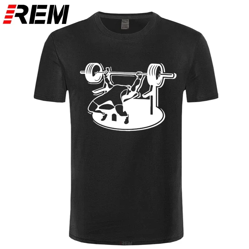 New Brand Mens T-Shirts Summer 100% cotton Short Sleeve T Shirts Bodybuilding Bench Press Barbell T shirt Plus Size