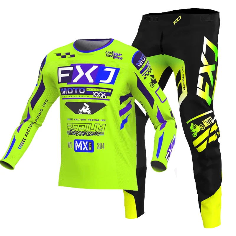 

NEW 2025 FXJ green enduro motocross gear set mx jersey pants green motorbike clothing mtb carracing suit Off Road equipment